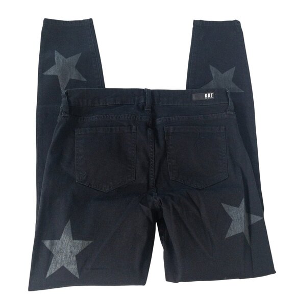 Kut From The Kloth Mia Skinny Black Denim Stars SZ 8 31" L Indie Goth Punk - Picture 5 of 14